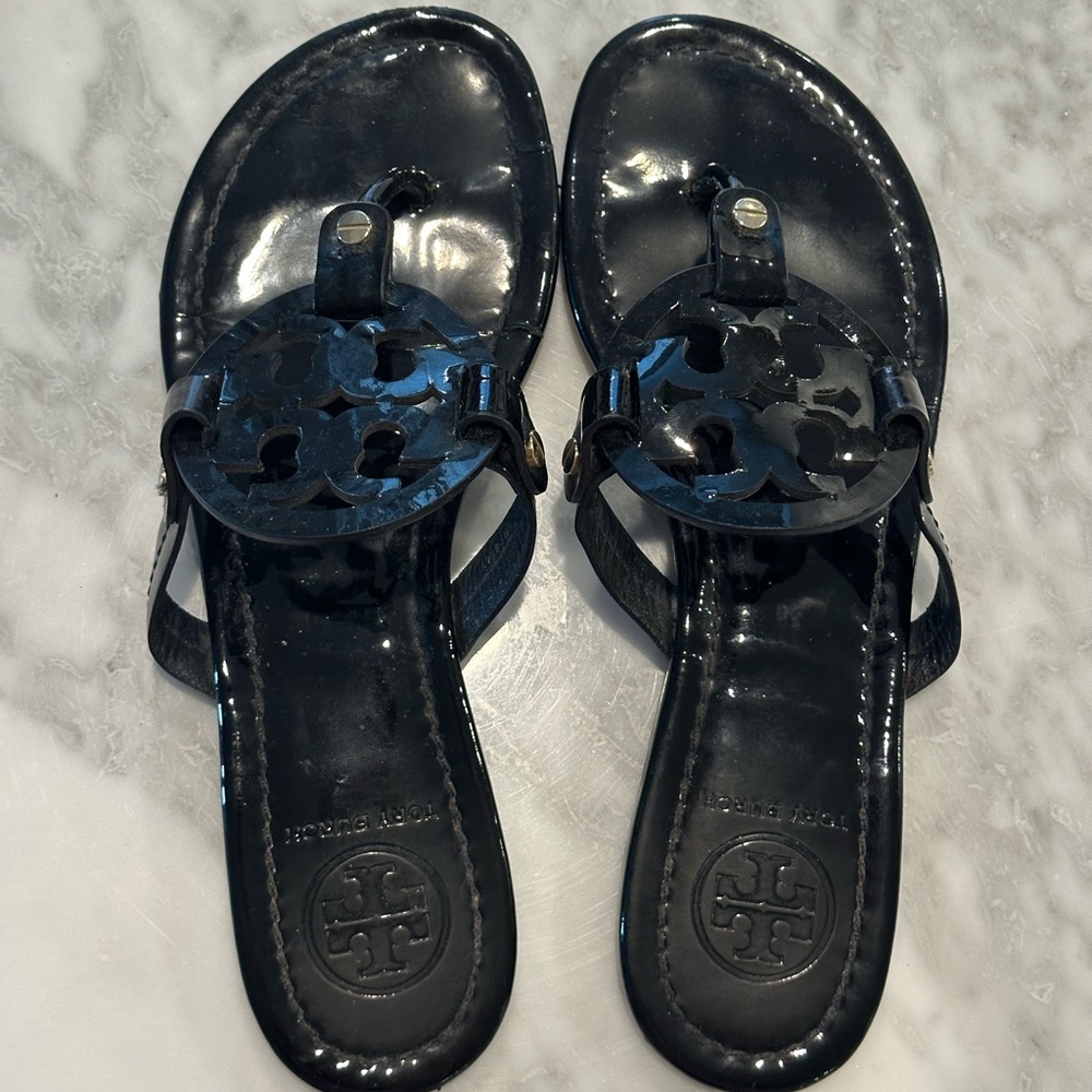 Tory Burch Glossy Black Sandals
